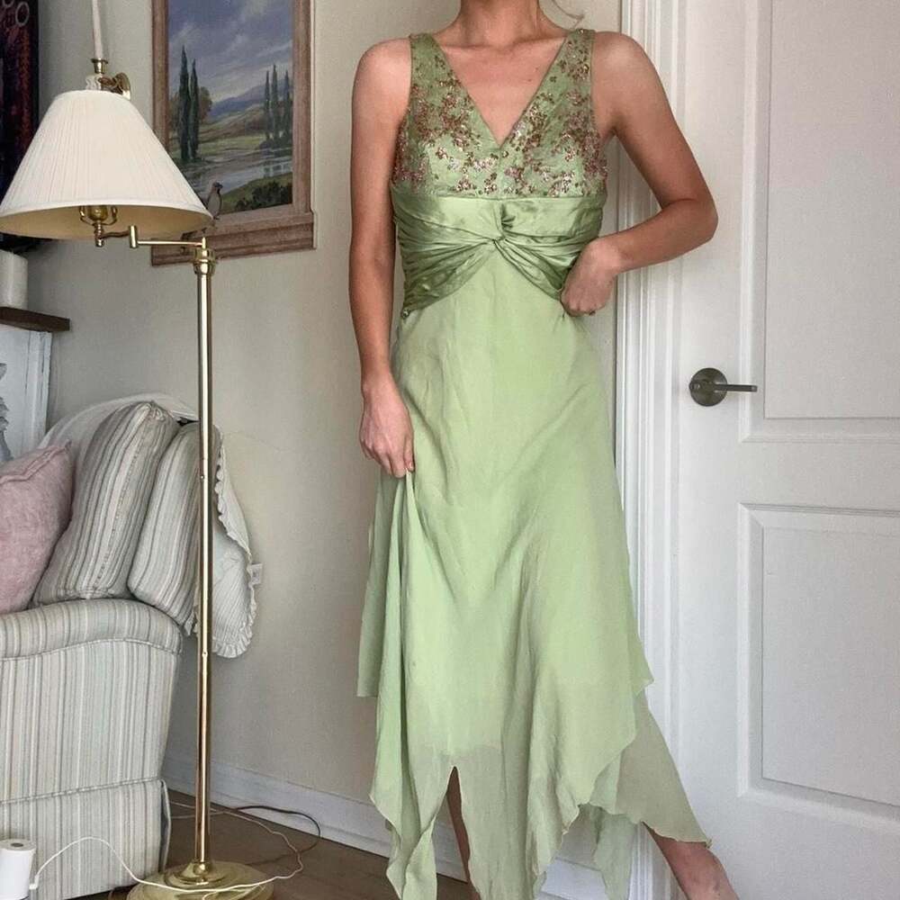 JS Boutique Beaded Fairy Handkerchief Hem Maxi Dress